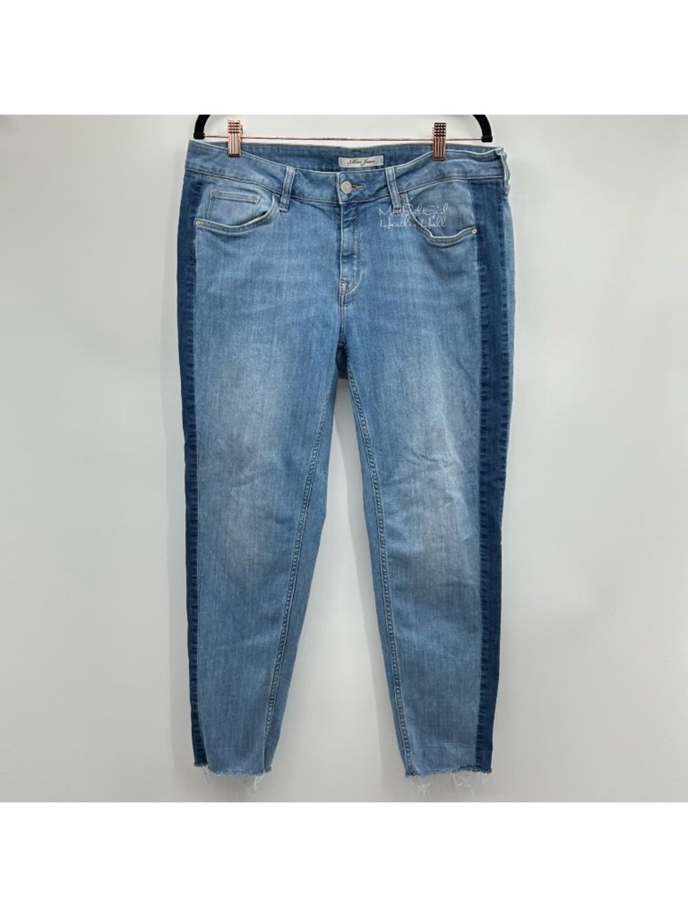 Mavi Side Stripe Raw Hem Ankle Cropped Jeans 31